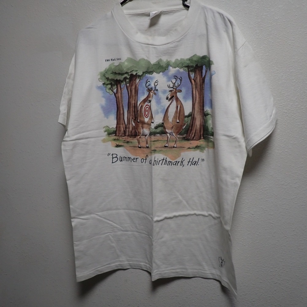 Vintage 1986 The Far Side Gary Larson Bummer of a Birthmark T-Shirt XL White USA - Picture 5 of 9